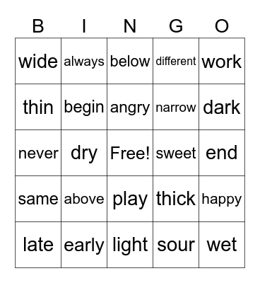 Untitled Bingo Card