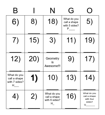 Task Cards Bingo Card