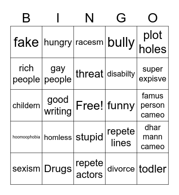 Dhar Mann Bingo Card