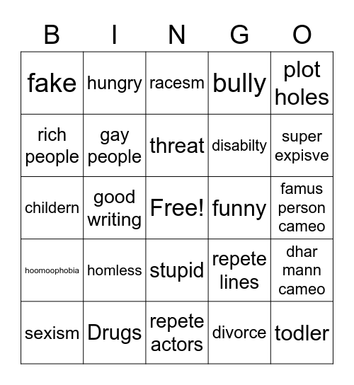 Dhar Mann Bingo Card