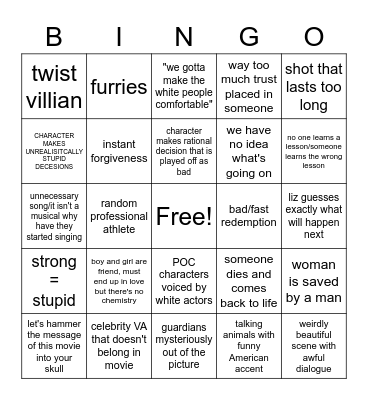 bad movie bingo Card