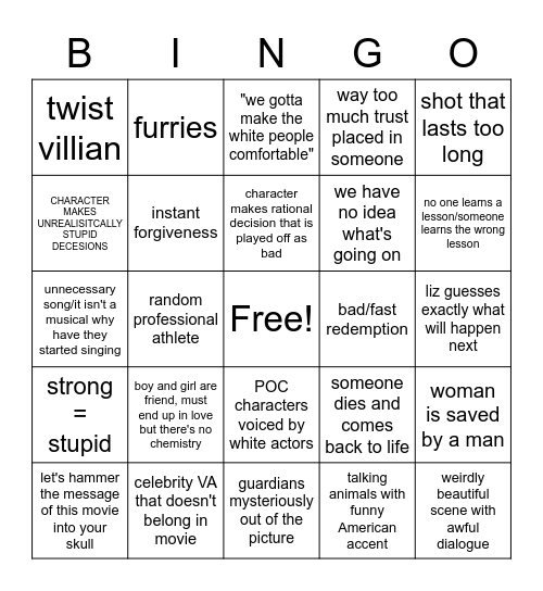 bad movie bingo Card