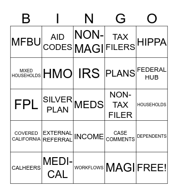 ACA Bingo Card