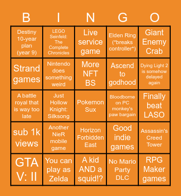 2022 Bingo Card