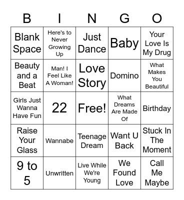 Singo for the Gals Bingo Card