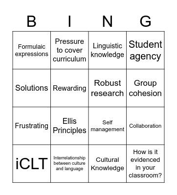 GROW 1 Multilevel Teaching Bingo Card