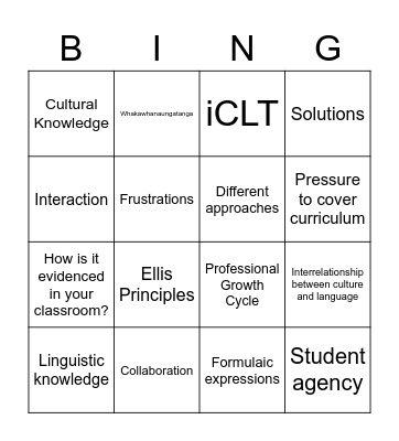 GROW 1 Multilevel Teaching Bingo Card