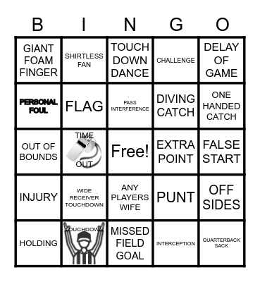 SUPER BOWL BINGO Card