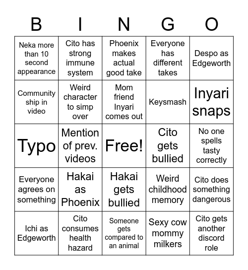 despotcito debate bingo Card