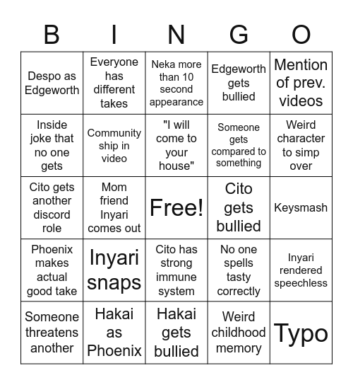 despotcito debate bingo Card