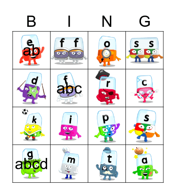 Alphablocks Phase 2 Bingo Card