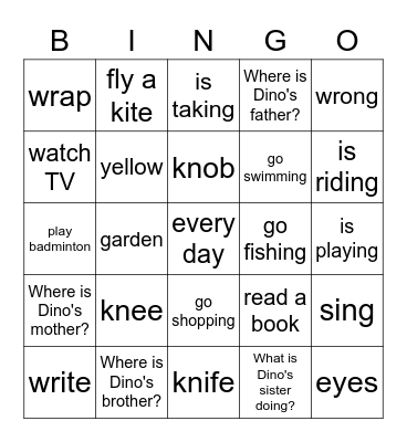 Dino 2B 1 Bingo Card