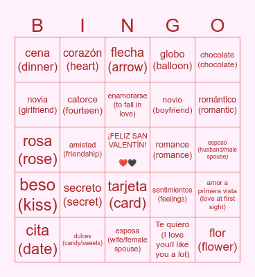 EL DÍA DE SAN VALENTÍN Bingo Card