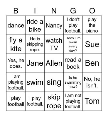 Dino 2B 2 Bingo Card