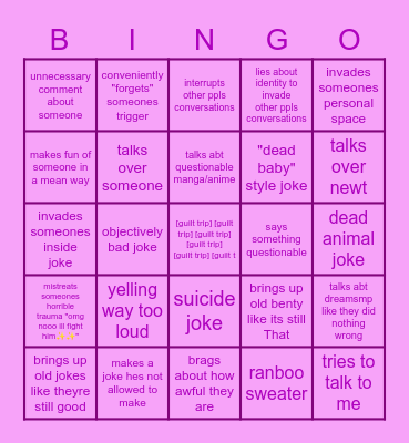 felix Bingo Card