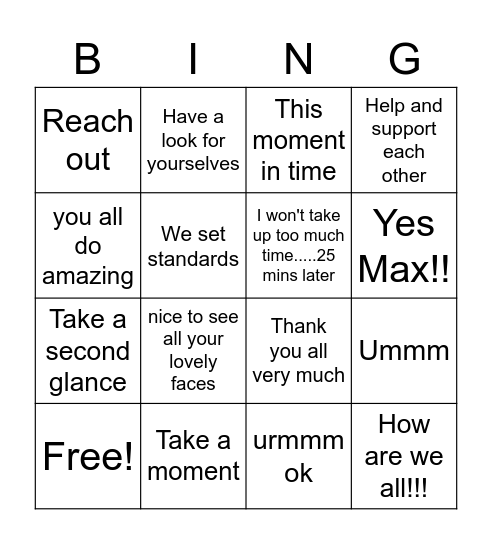 Shaf Bingo Card