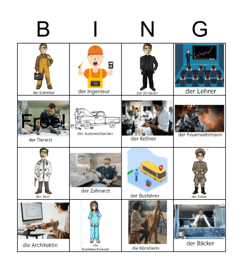 Beruf und Arbeit Bingo Card