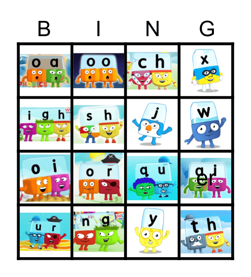 Alphablocks Bingo Phase 3 Bingo Card