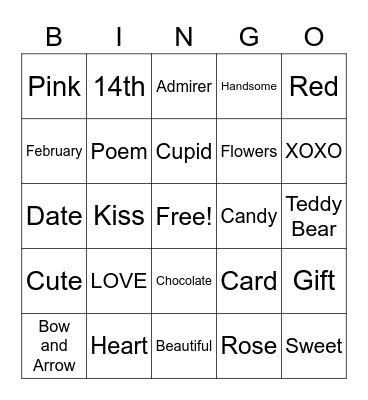 Valentine's Day Bingo Card