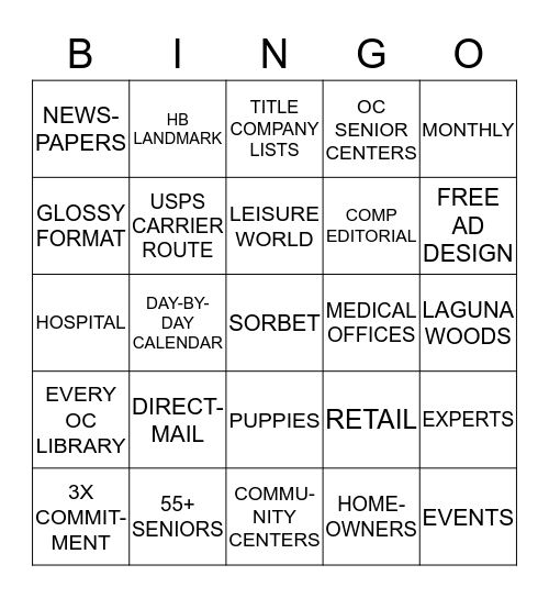 SORBET  Bingo Card