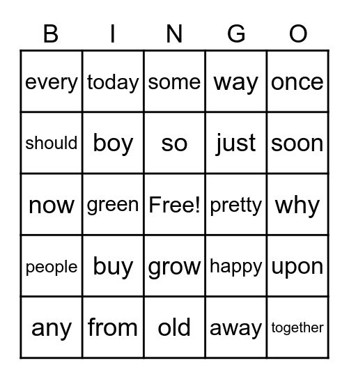 1st Blk 3 Bingo Card