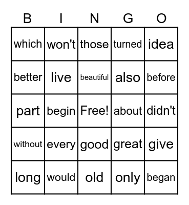 2nd Blk 3 Bingo Card