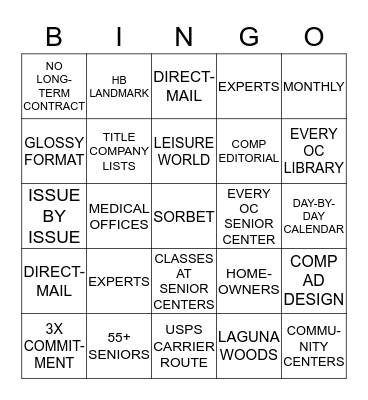 SORBET  Bingo Card