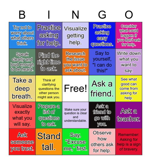 Asking For Help (Studies Weekly Well-Being) Bingo Card