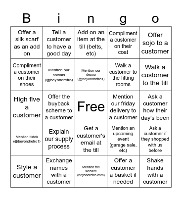 Beyond Retro Bingo Card