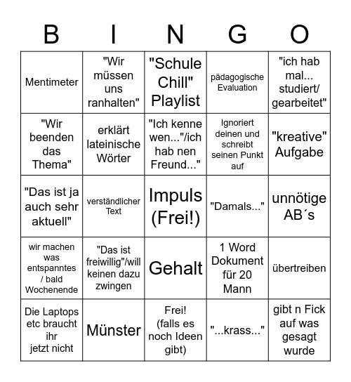 Kornek Bingo Card