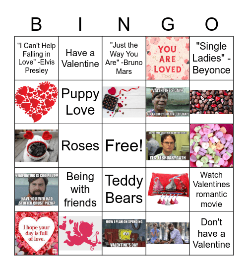 6th GradeValentines Day Bingo Card