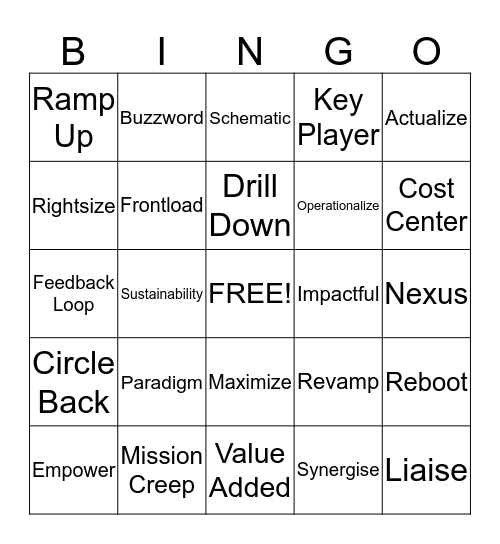 Weinberg Fellows Buzzword Bingo Card