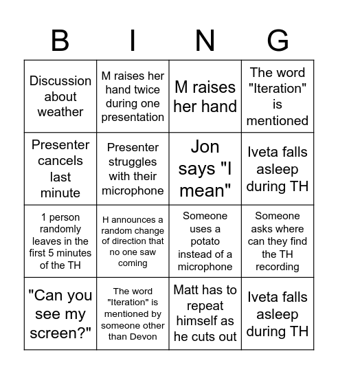 Fetch Townhall Bingo Card