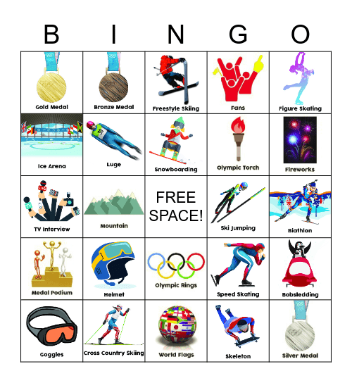 Winter Olympics Bingo K-1 Bingo Card