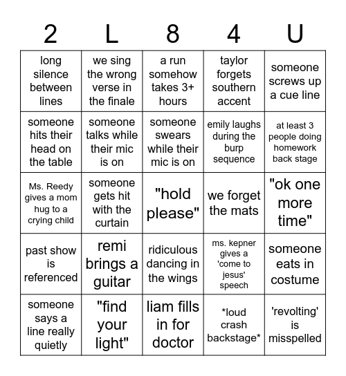 Tech Week Bingo: Matilda Edition2 Bingo Card