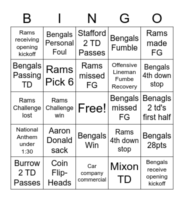 Supe-Beer Bowl Bingo Card