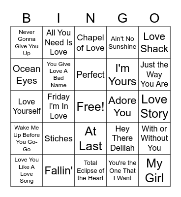 Valentine's Day Bingo Card