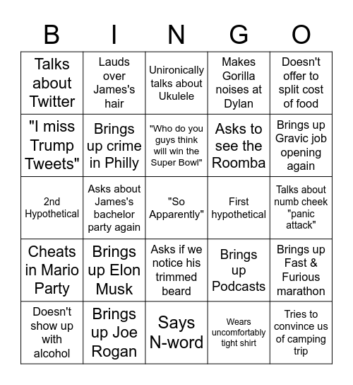 Alan Bingo Card