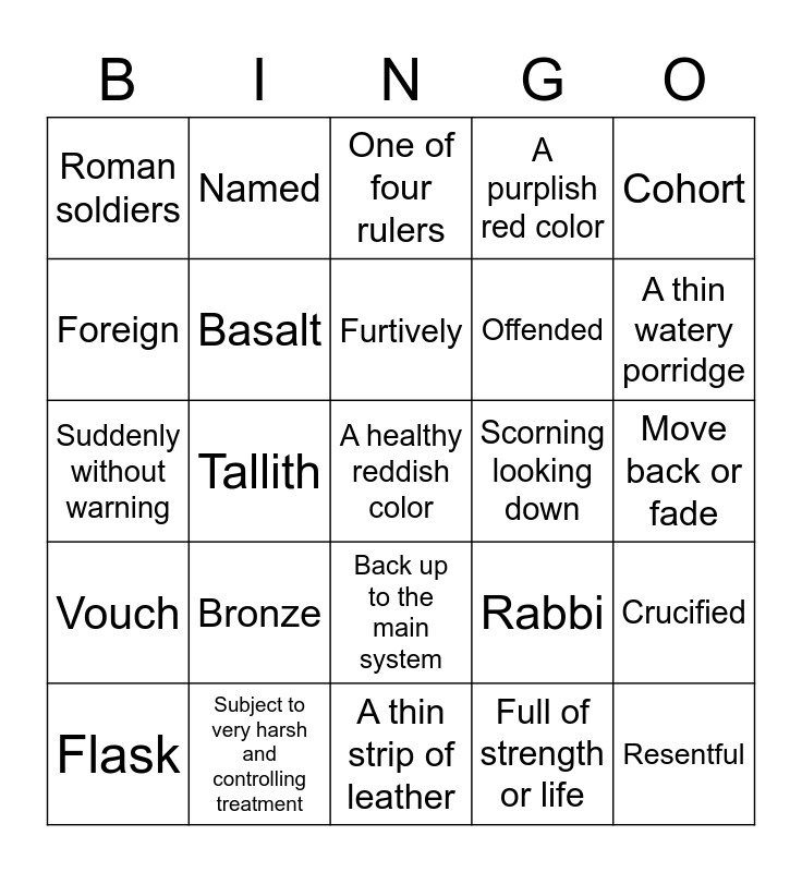 Bronze bow 15 Bingo Card