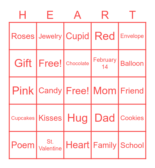 Valentine's Day Bingo Card