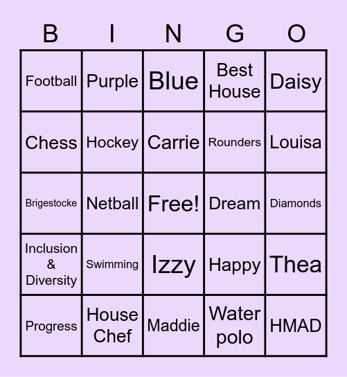 Carrington Bingo Card