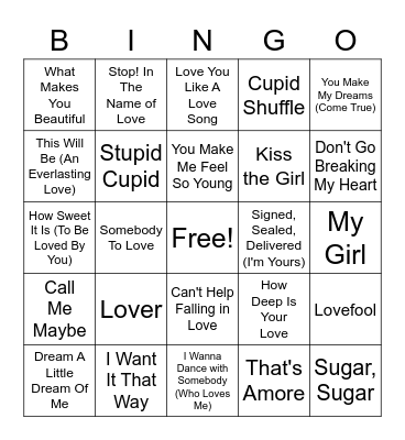 JFA+ V-Day Musical Bingo Card