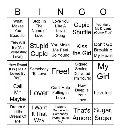 JFA+ V-Day Musical Bingo Card
