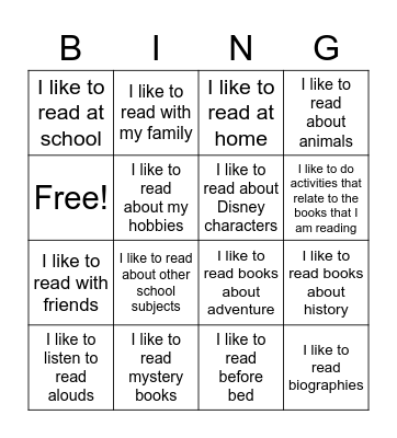 4x4 BINGO Card