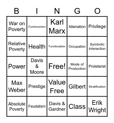 SHSU Inequality Exam 1 Bingo Card