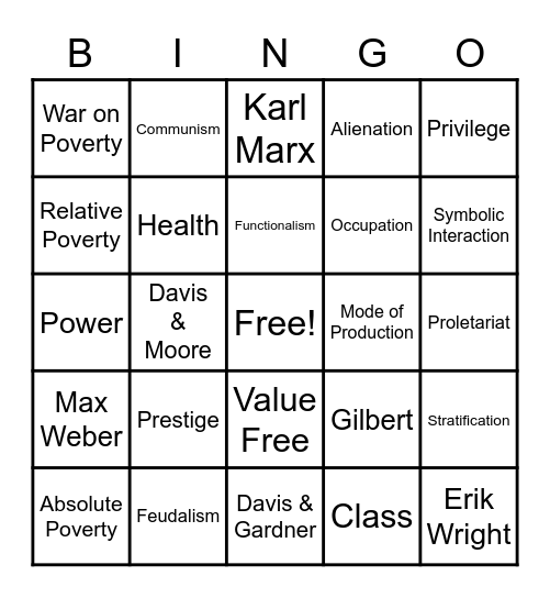 SHSU Inequality Exam 1 Bingo Card