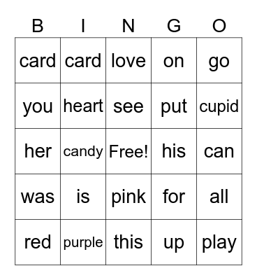 Spelling List 3 Bingo Card