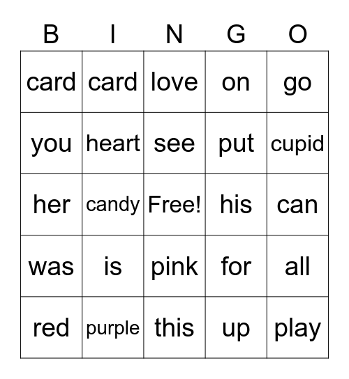 Spelling List 3 Bingo Card