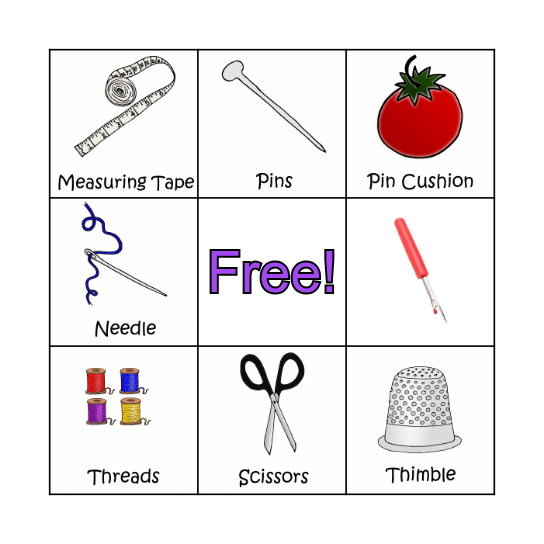 Sewing BINGO Card