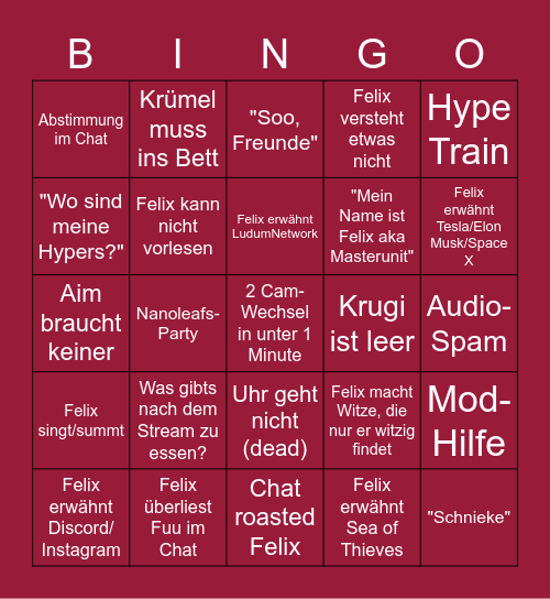 The great Masterunit BINGO Card